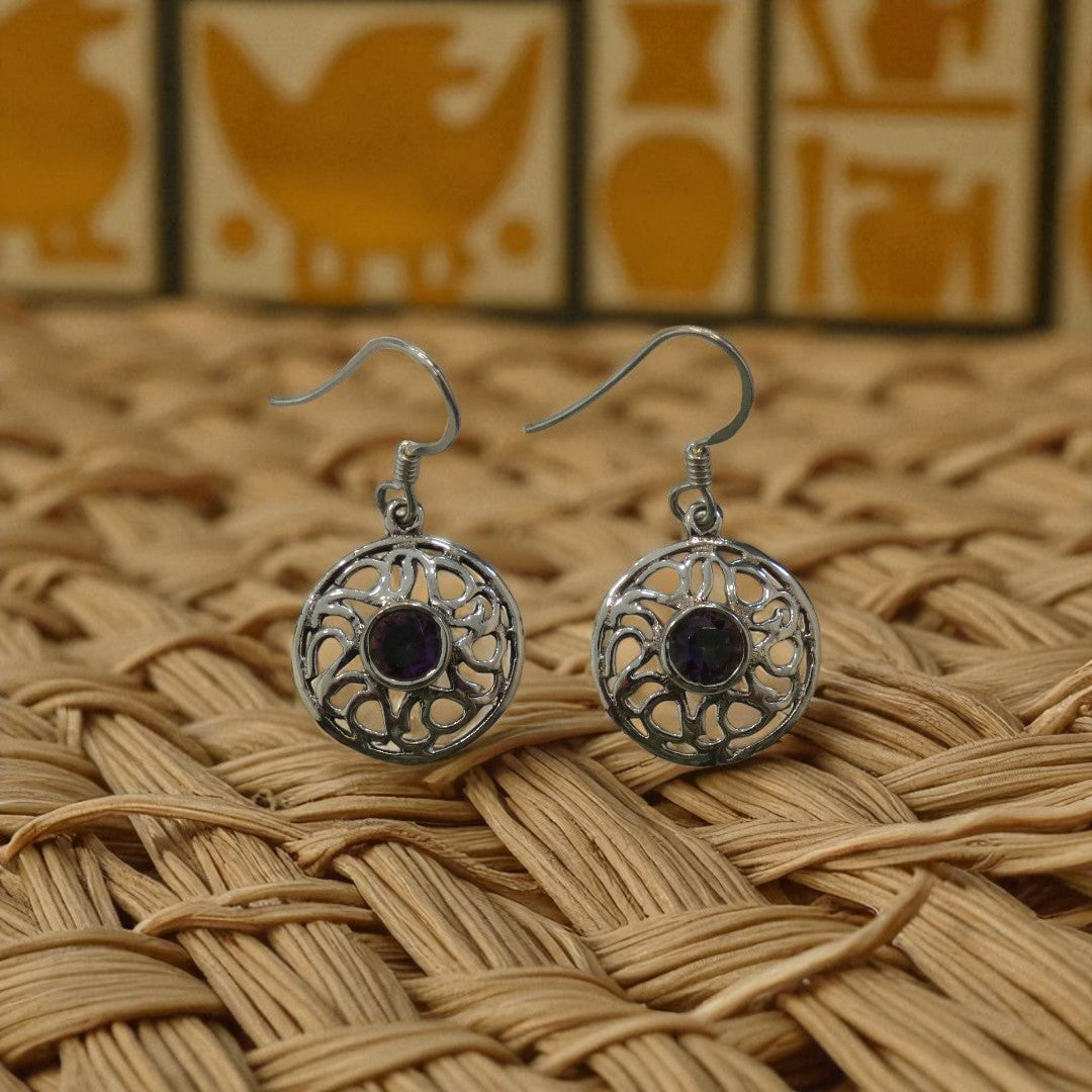 Celtic Ornate Mystic Topaz Sterling Silver Drop Earrings