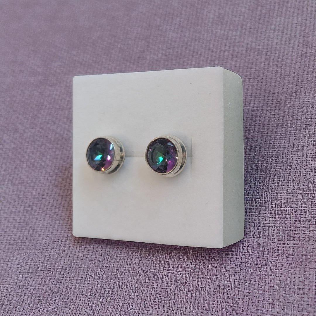 Mystic Topaz Round Sterling Silver Stud Earrings