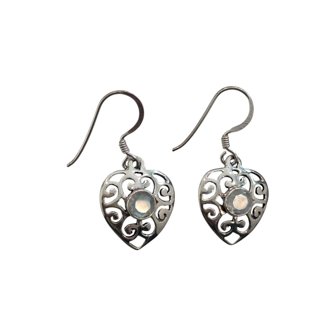 Ornate Heart Shaped Mystic Topaz Sterling Silver Stud Earrings