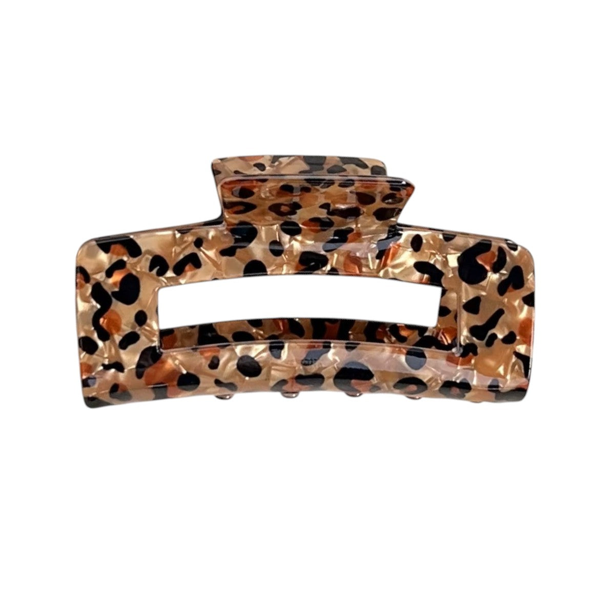 Black and tan leopard print hair claw clip