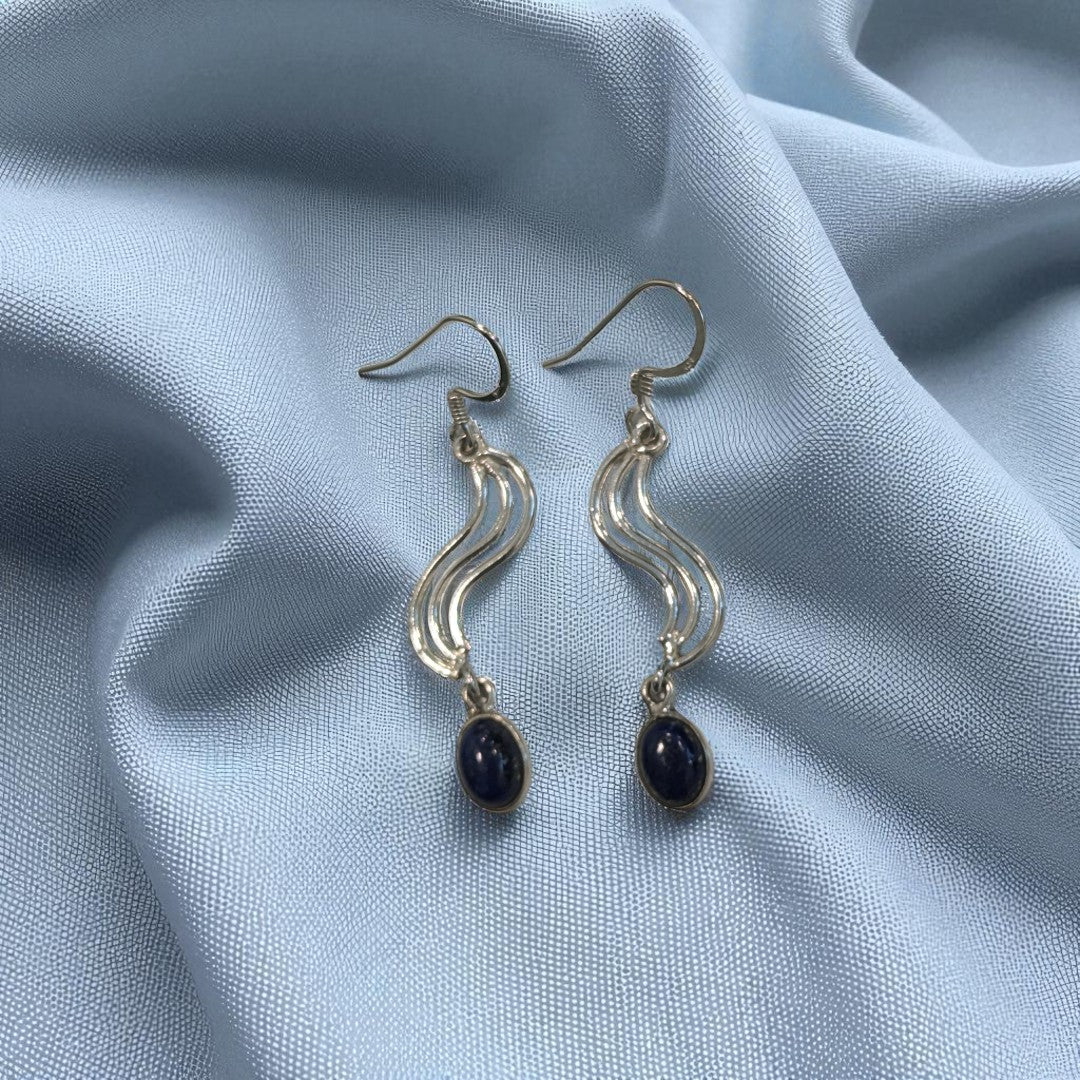 Lapis Lazuli Swirl Drop Sterling Silver Earrings Emira Designs