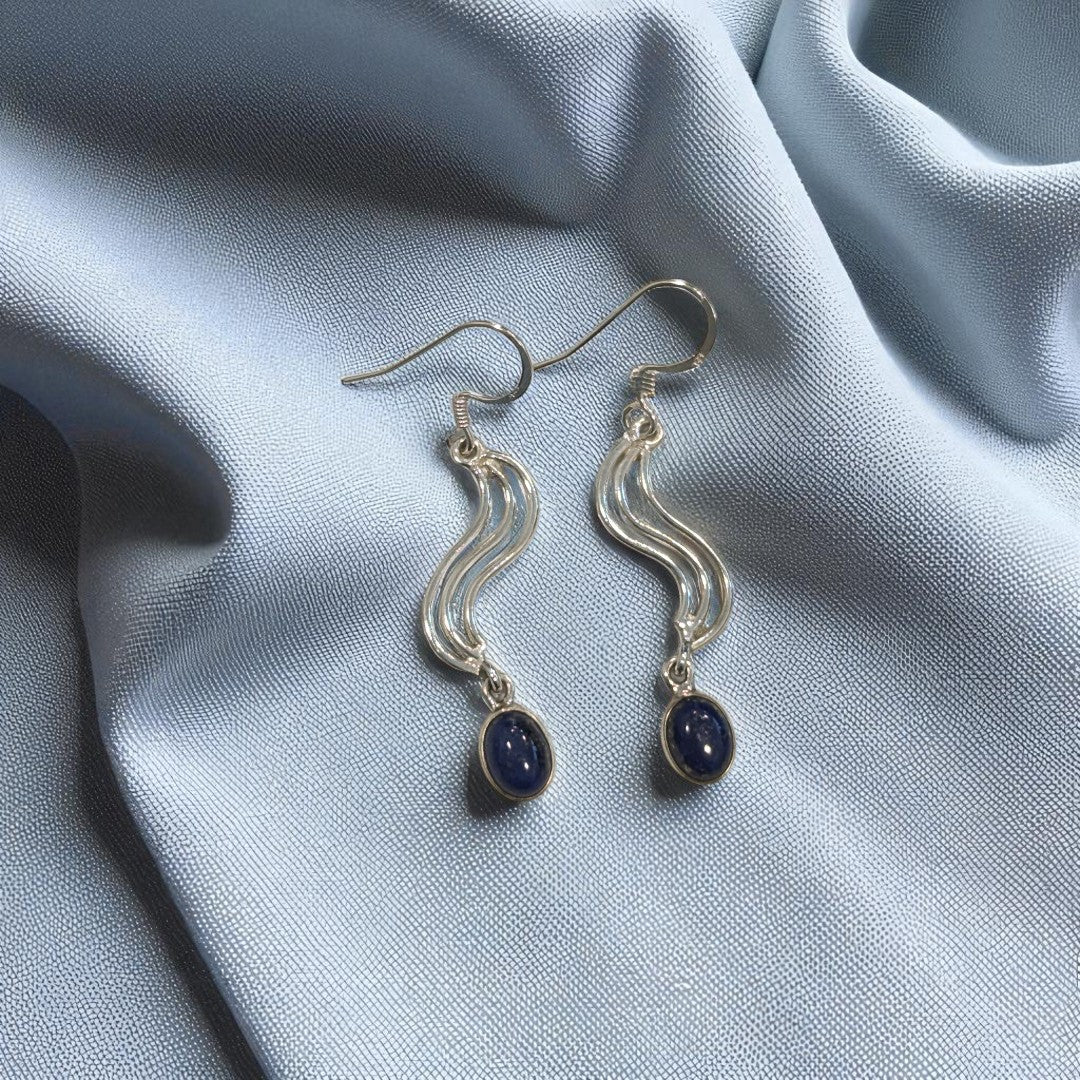 Lapis Lazuli Swirl Drop Sterling Silver Earrings Emira Designs