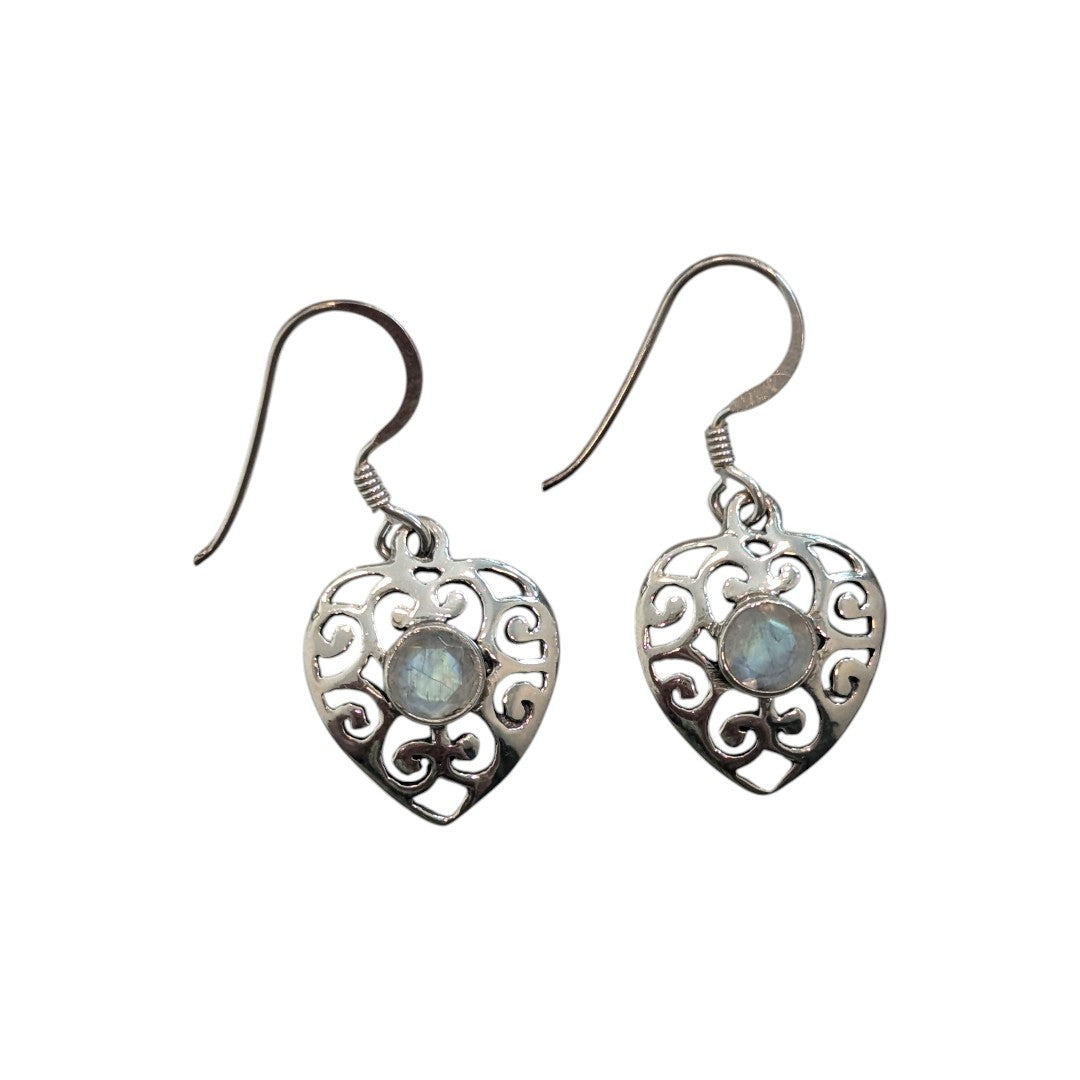 Ornate Heart Shaped Mystic Topaz Sterling Silver Stud Earrings