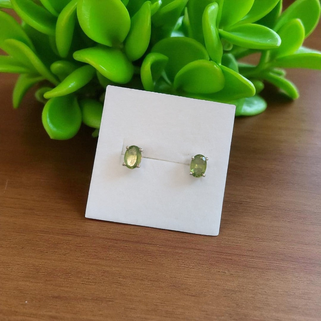 Peridot Stud Sterling Silver Earrings