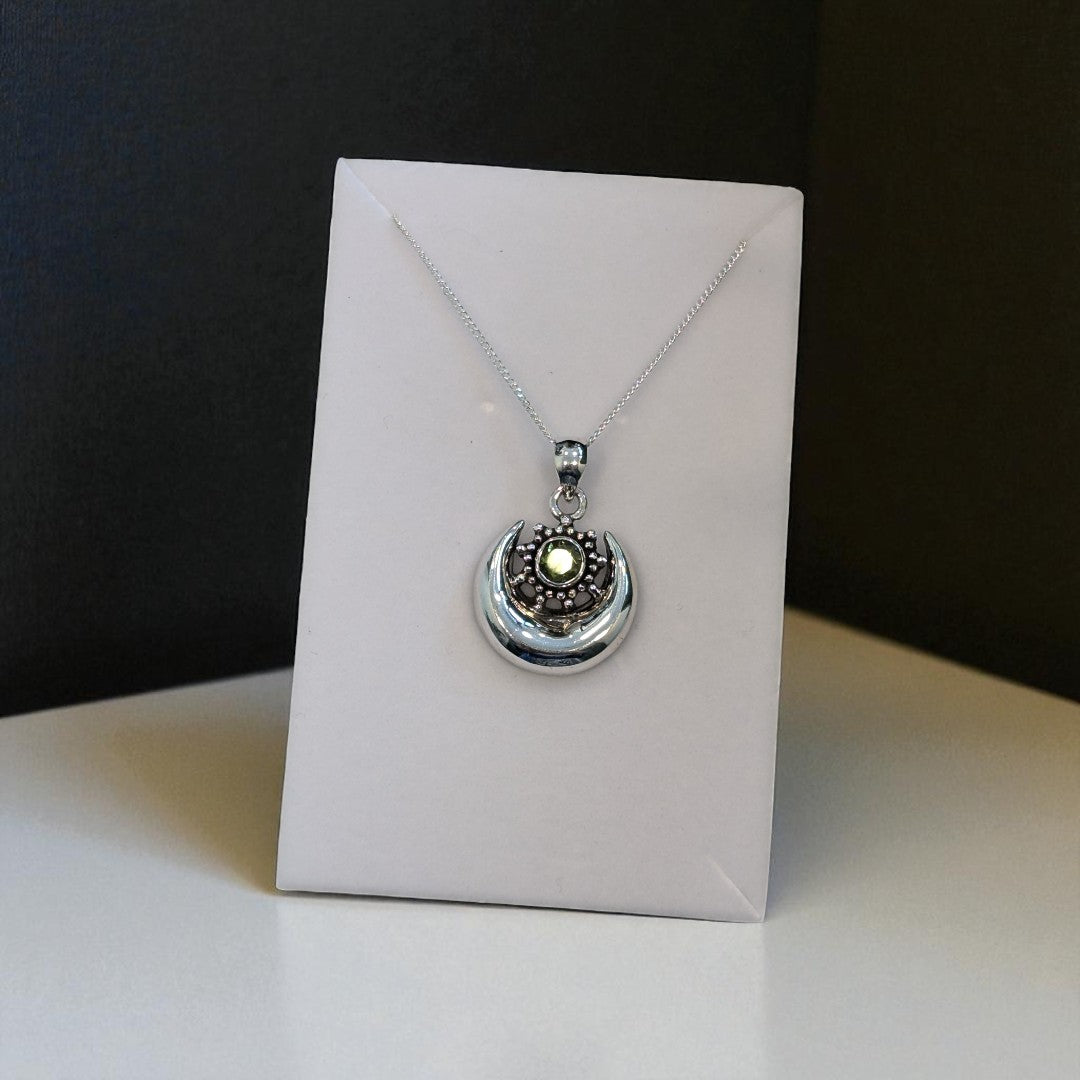 Peridot Moon And Sun Sterling Silver Necklace