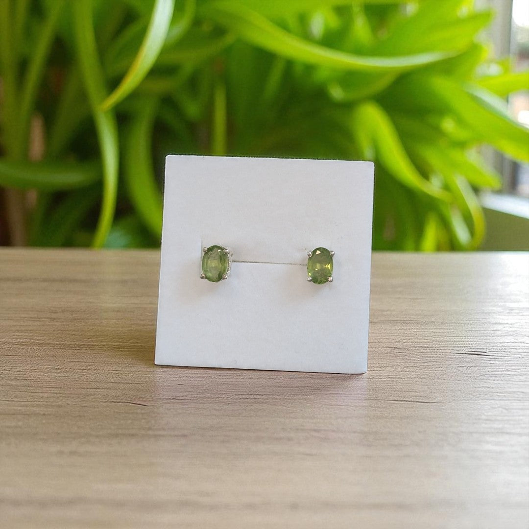 Peridot Stud Sterling Silver Earrings