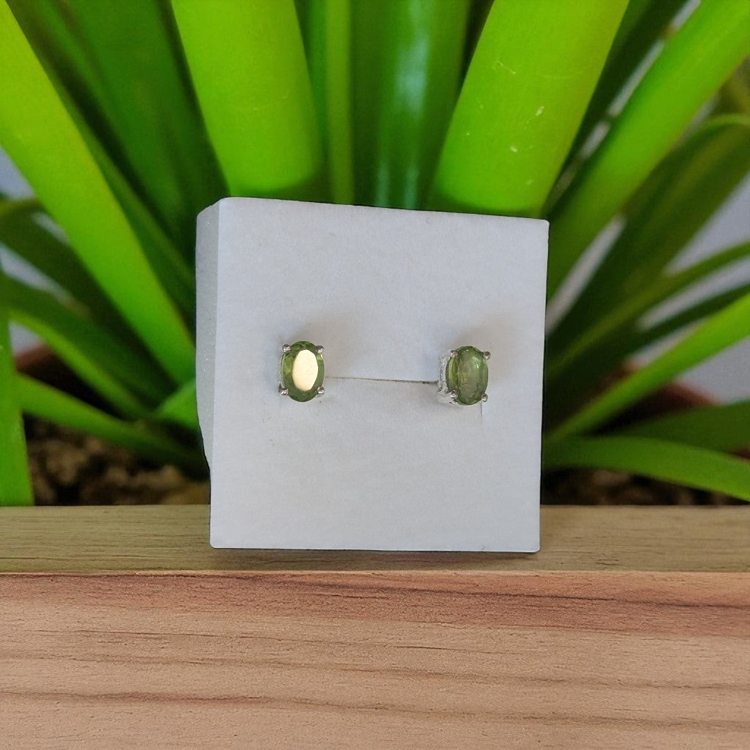 Peridot Stud Sterling Silver Earrings