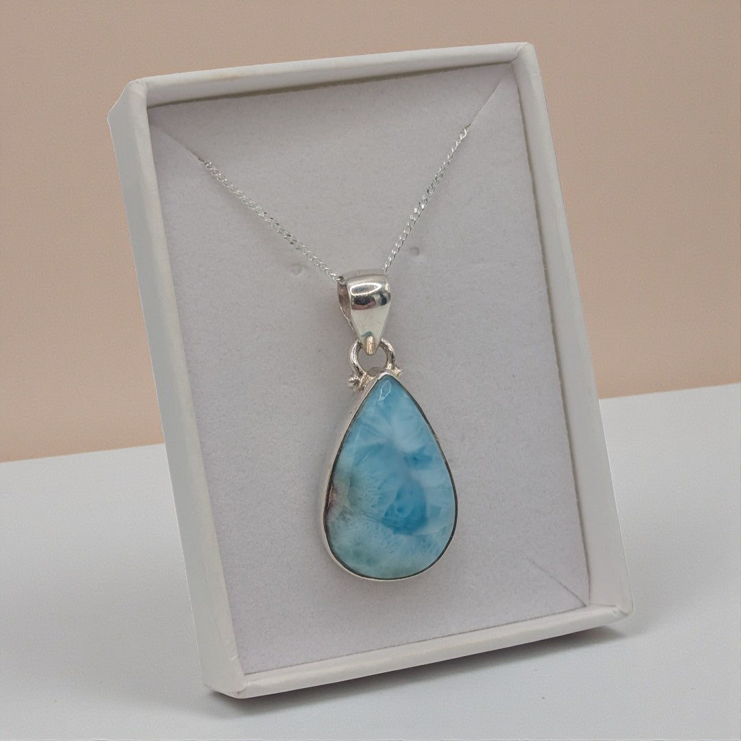 Sterling Silver Emira Larimar Teardrop Pendant