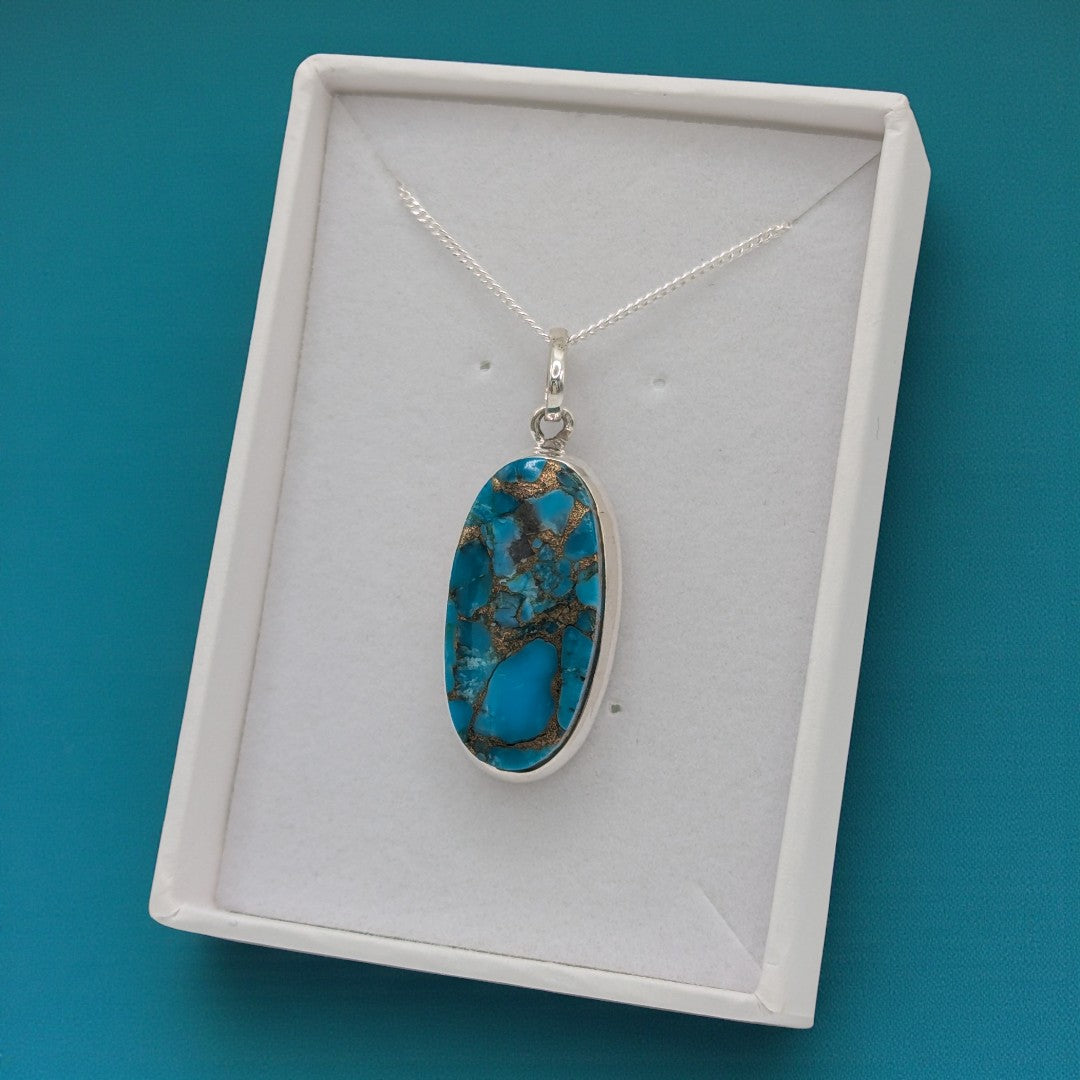 Sterling Silver Emira Copper Turquoise Necklace