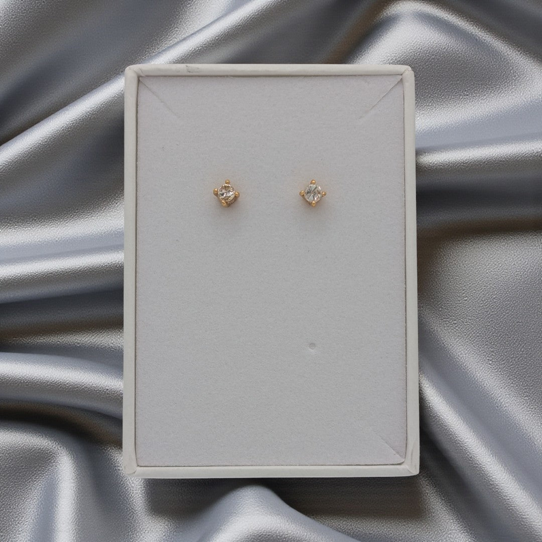 Emira Gold Plated Sterling Silver Cubic Zirconia Dainty Stud Earrings