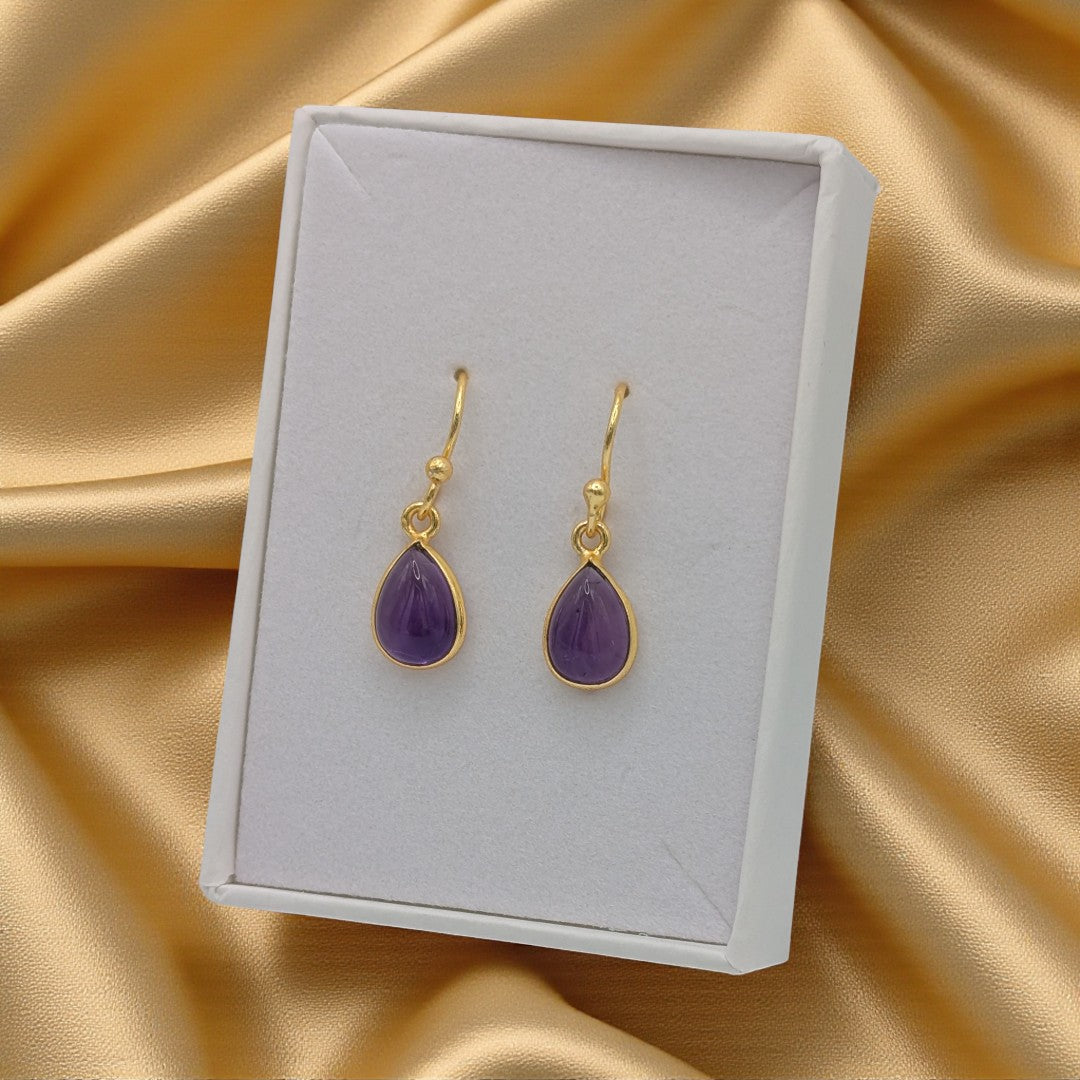 Emira Gold Plated Sterling Silver Amethyst Teardrop Earrings