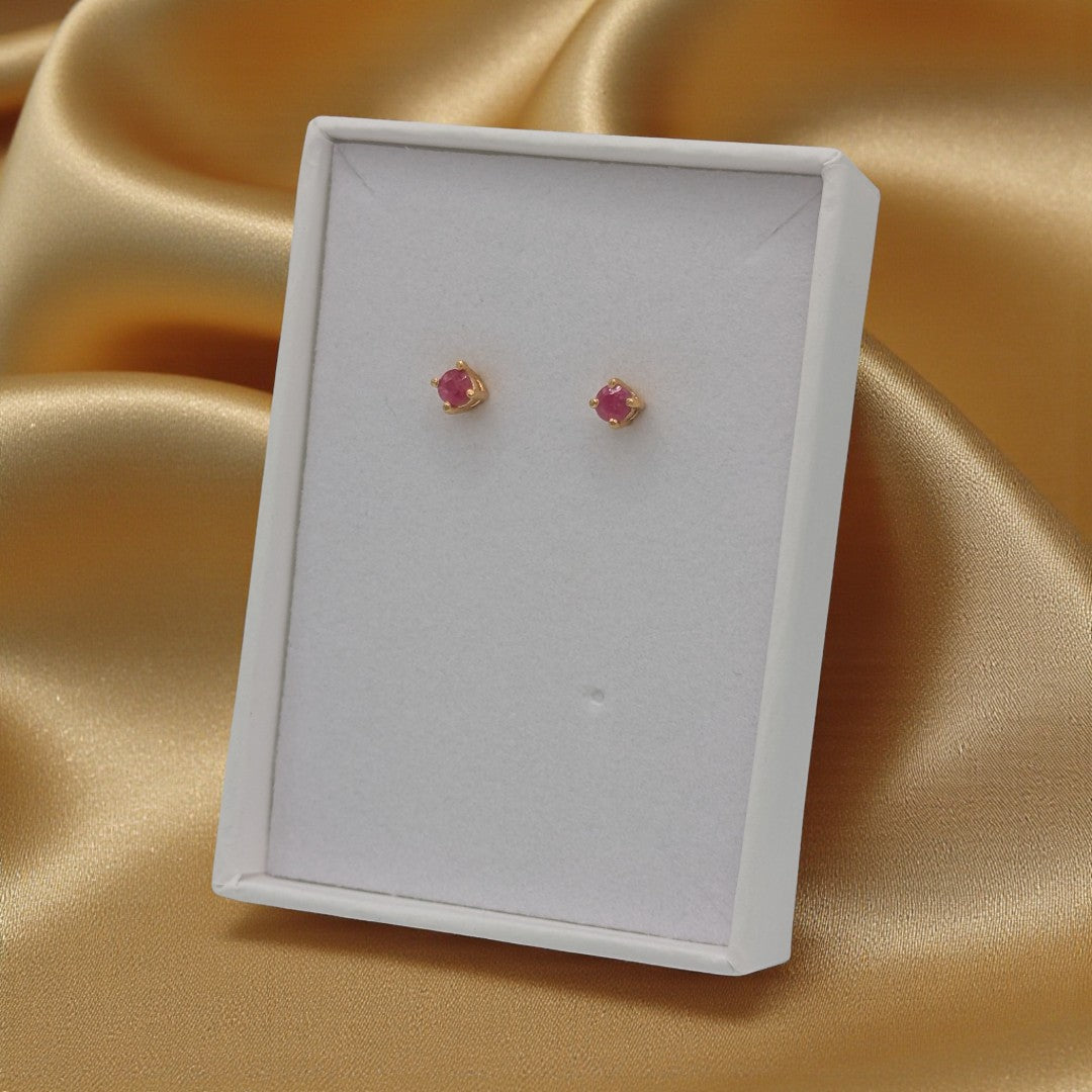 Emira Gold Plated Sterling Silver Ruby Dainty Stud Earrings