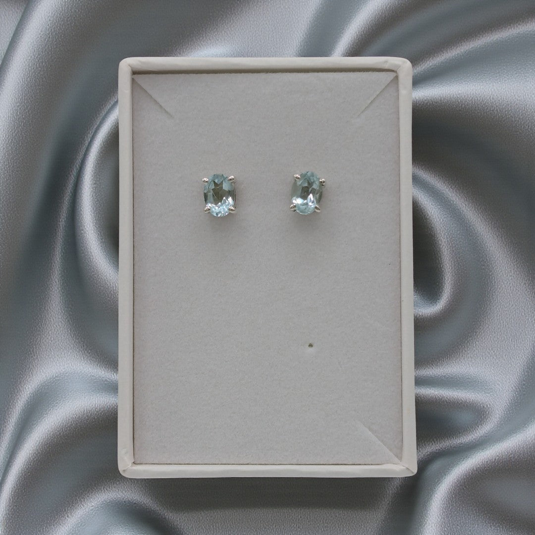 Sterling Silver Emira Simply Blue Topaz Stud Earrings 0.3"