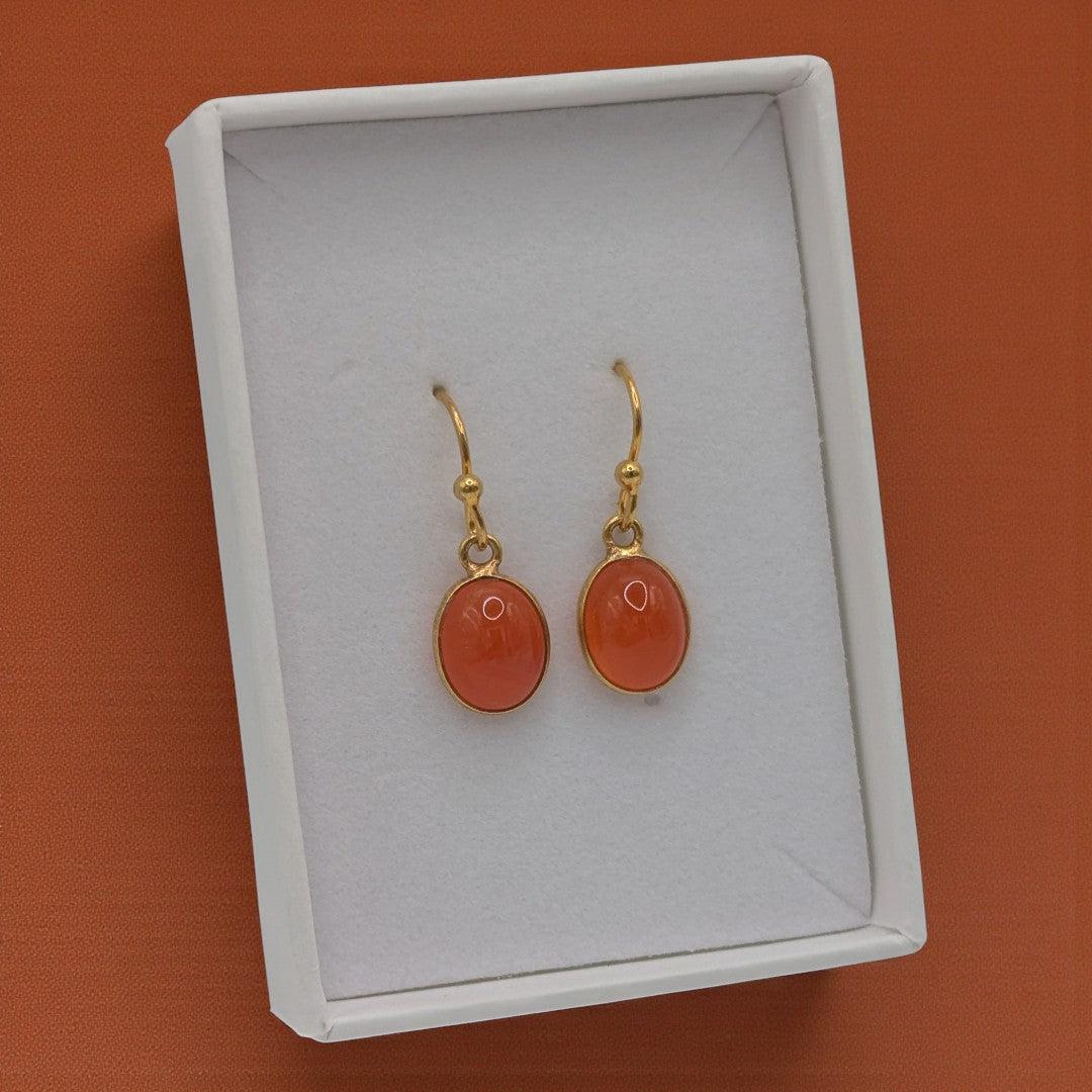 Gold Plated Sterling Silver Emira Carnelian Drop Earrings 1"