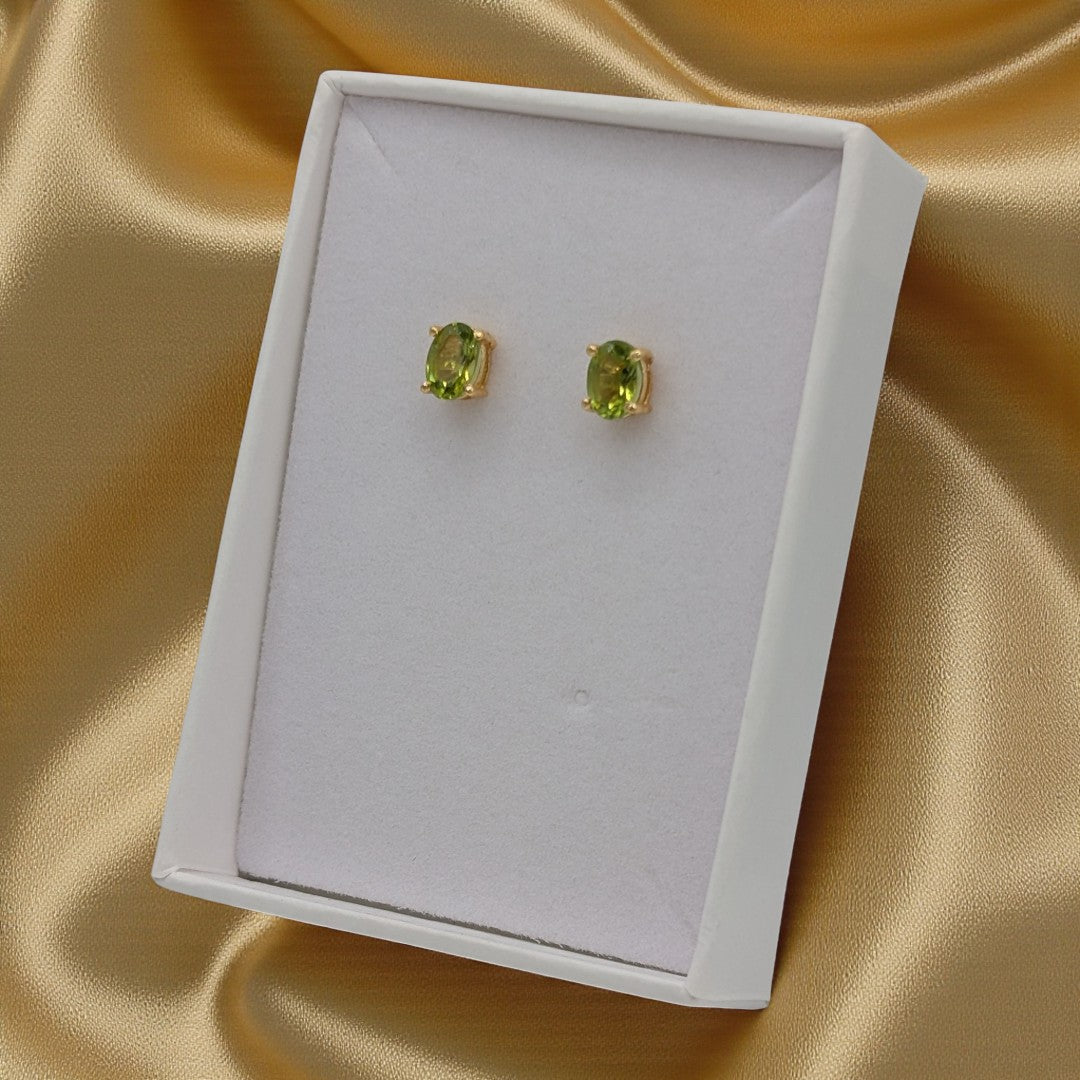 Sterling Silver Emira Gold Plated Peridot Stud Earrings 0.2"
