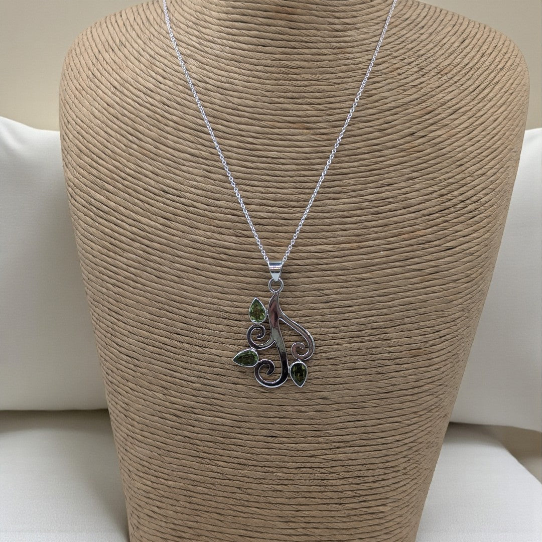 Sterling Silver Peridot Tree Branch Necklace