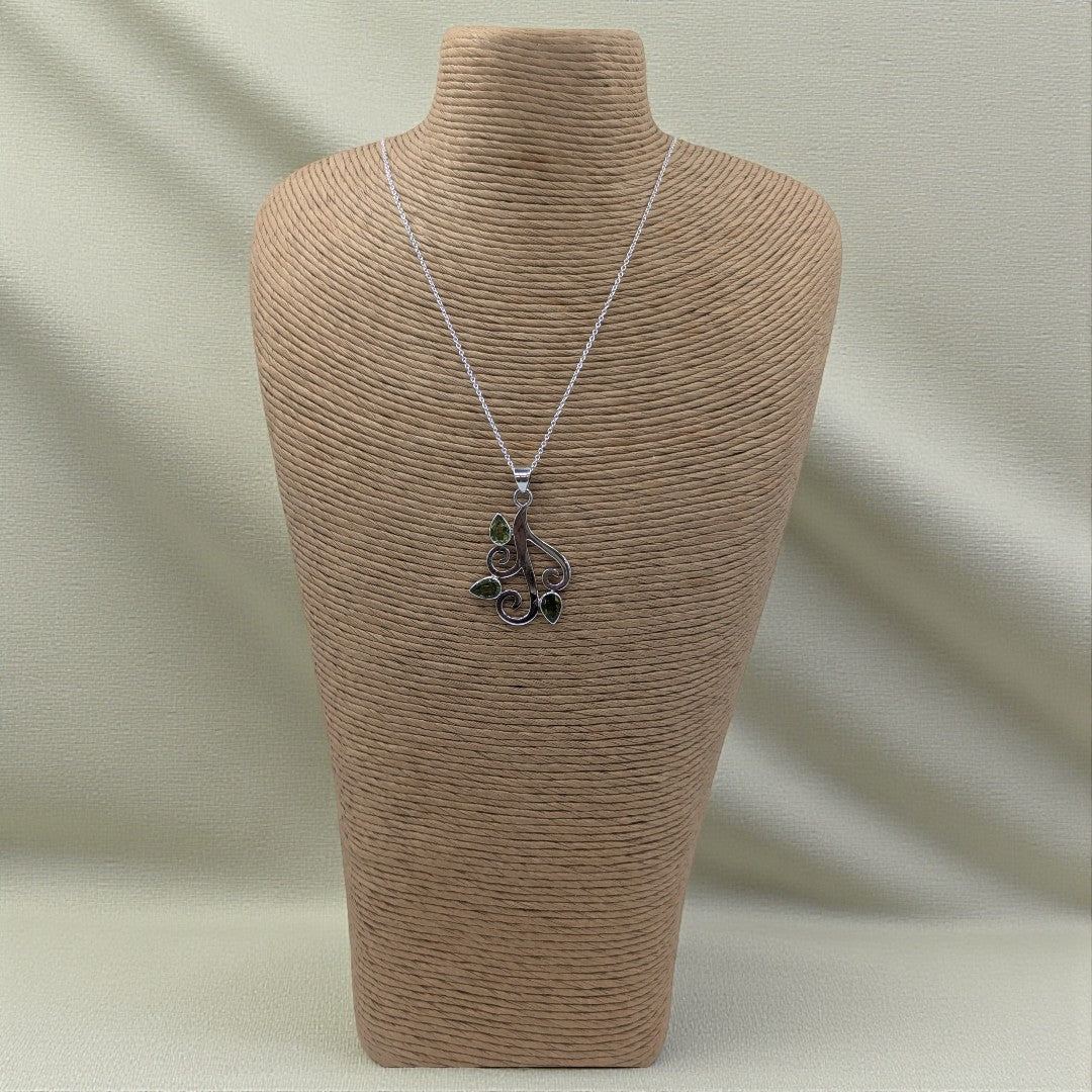 Sterling Silver Peridot Tree Branch Necklace