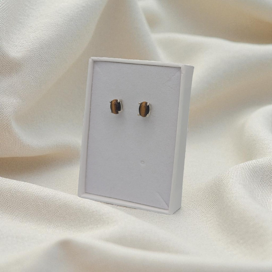 Sterling Silver Tiger's Stud Earrings 0.3"