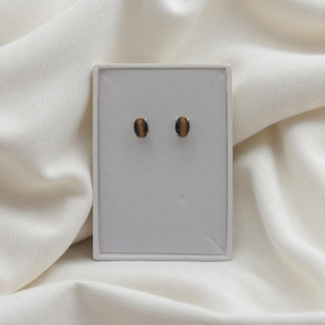 Sterling Silver Tiger's Stud Earrings 0.3"