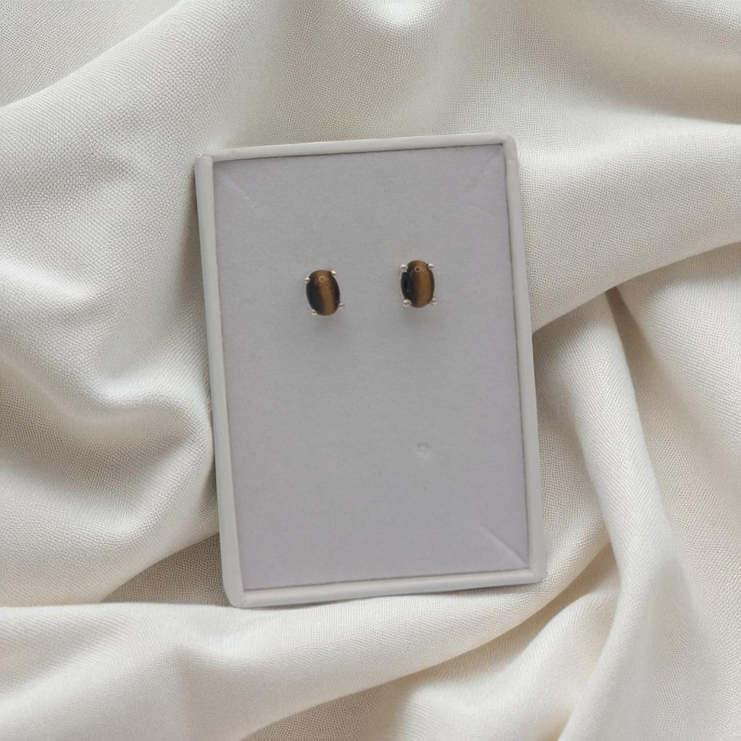 Sterling Silver Tiger's Stud Earrings 0.3"