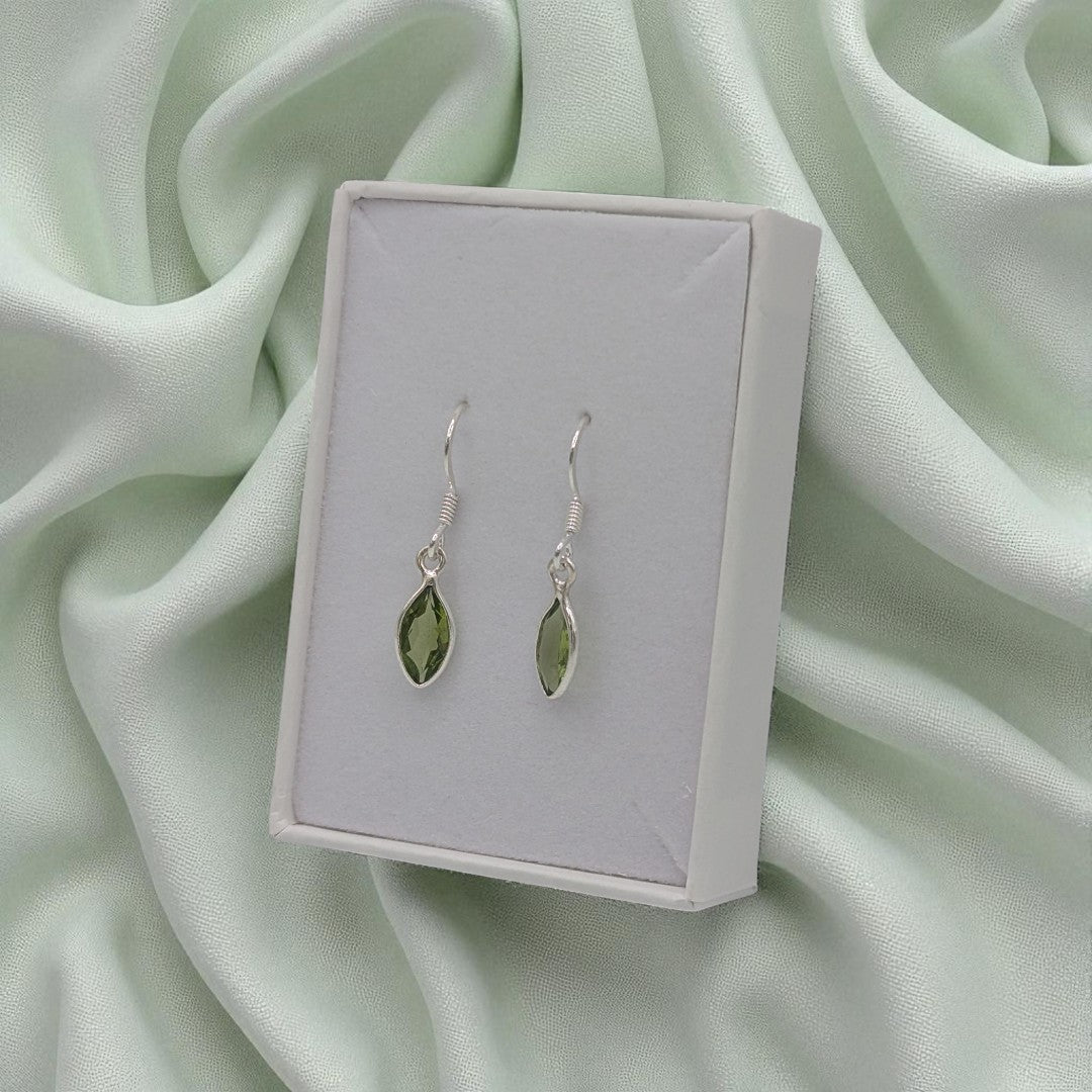 Sterling Silver Peridot Drop Earrings 1.2"