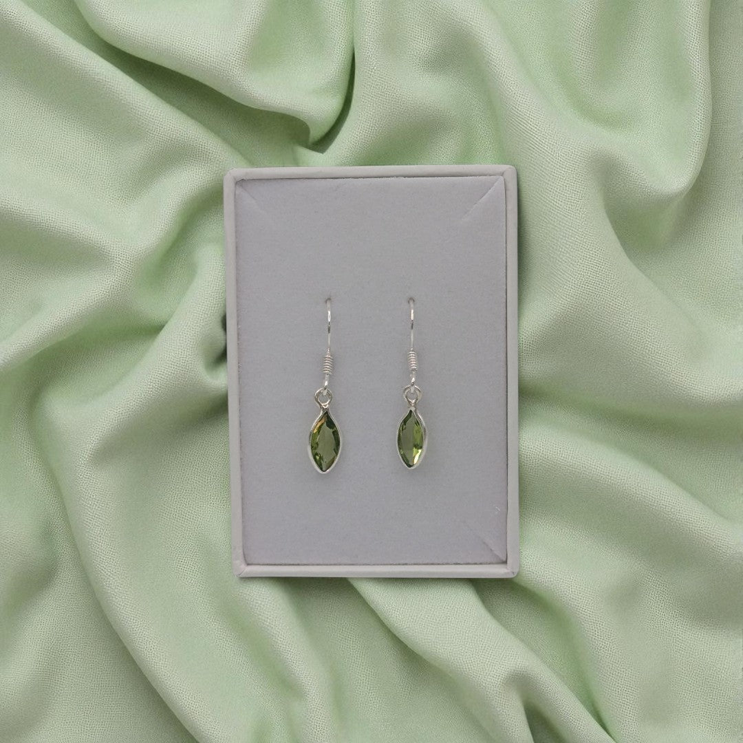 Sterling Silver Peridot Drop Earrings 1.2"