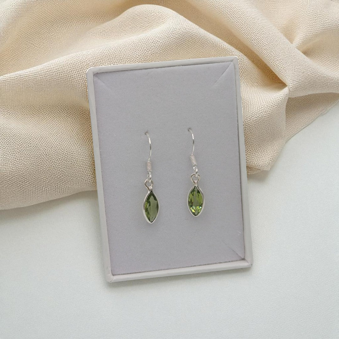 Sterling Silver Peridot Drop Earrings 1.2"