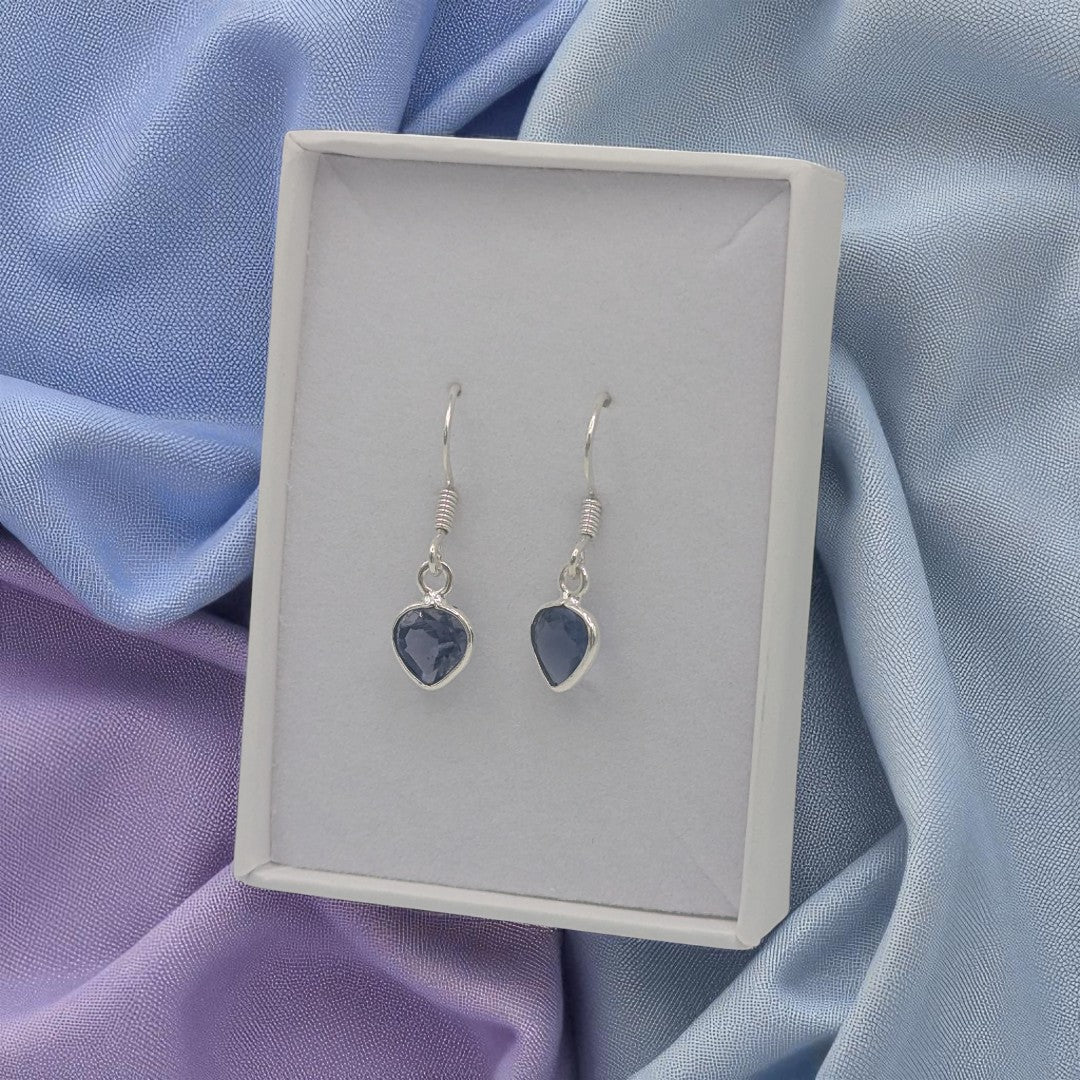 Sterling Silver Iolite Teardrop Earrings 1"