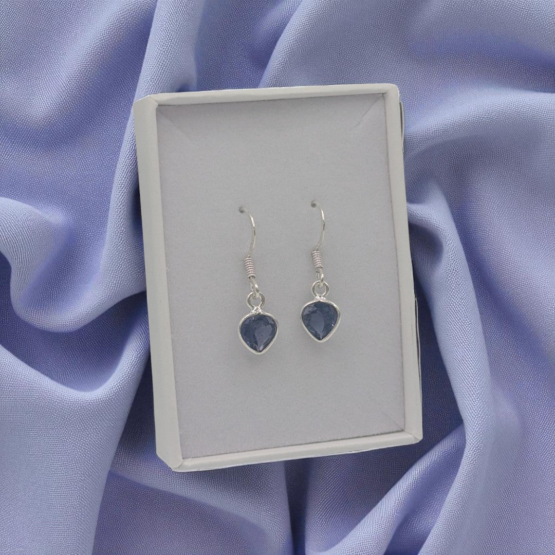 Sterling Silver Iolite Teardrop Earrings 1"