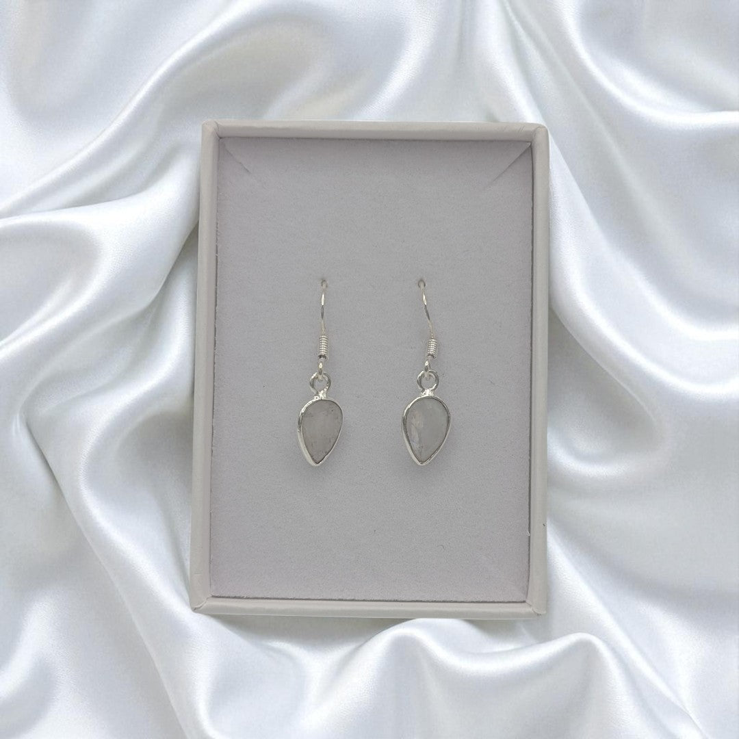 Sterling Silver Moonstone Teardrop Earrings 1.1"