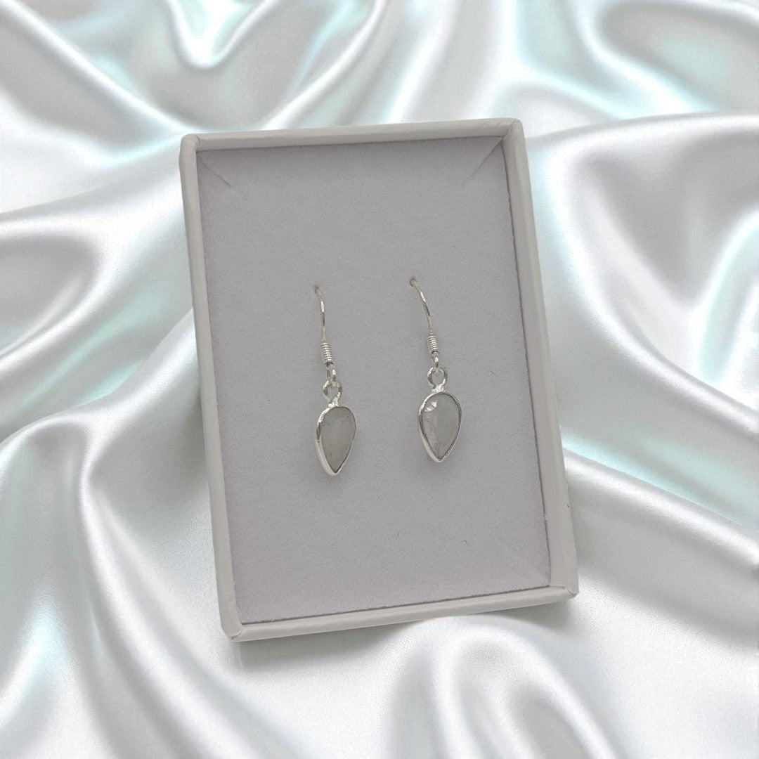 Sterling Silver Moonstone Teardrop Earrings 1.1"