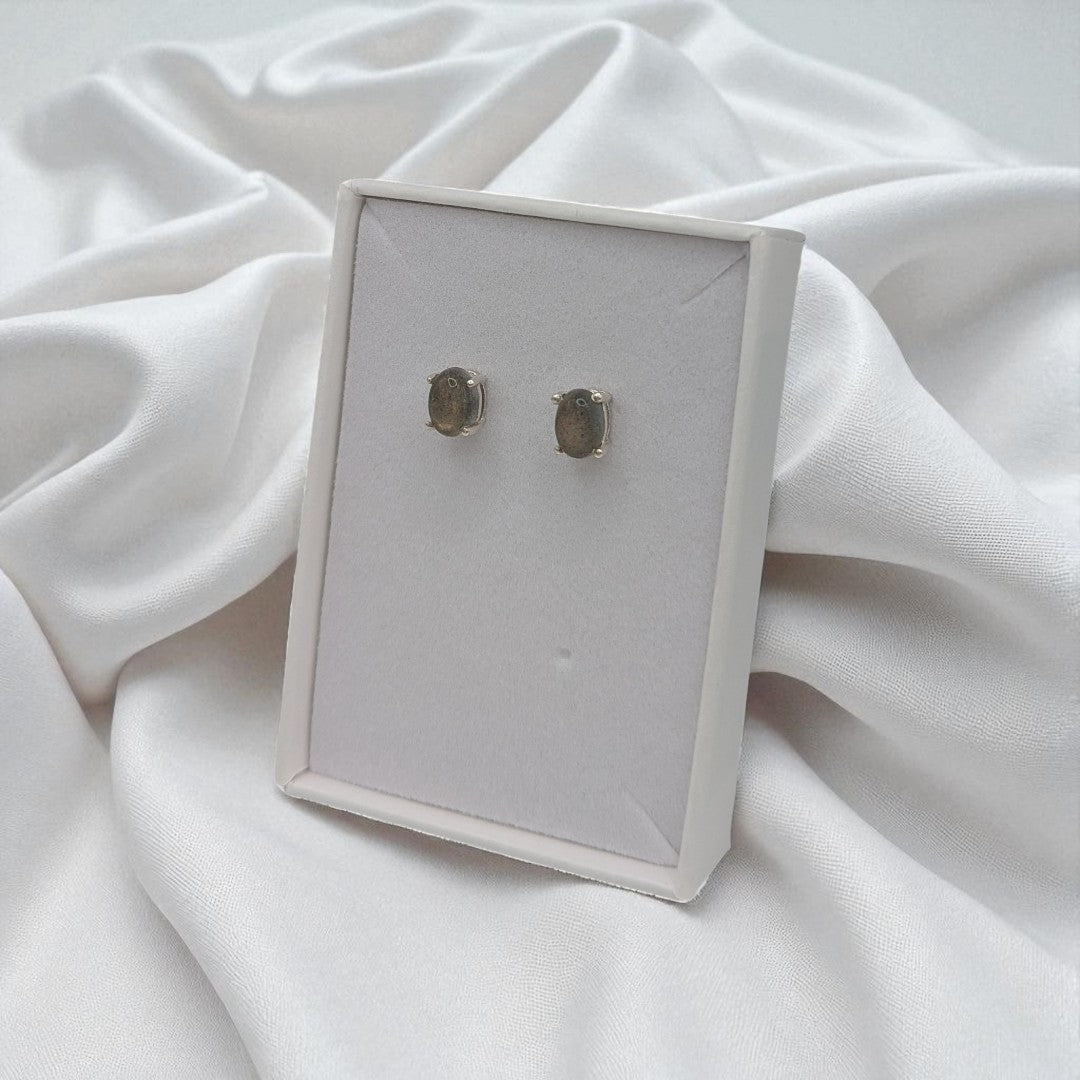 Sterling Silver Labradorite Stud Earrings 0.3"