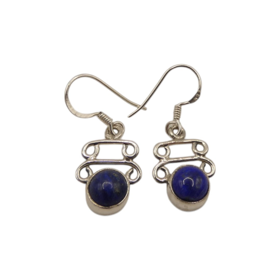 Sterling Silver Lapis Lazuli Ornate Drop Earrings 1.3"