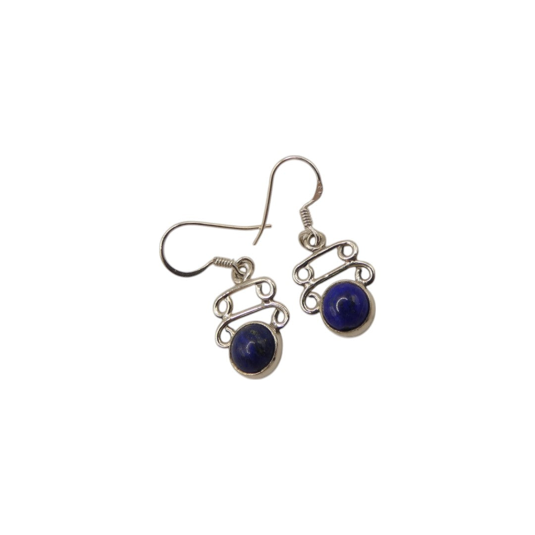 Sterling Silver Lapis Lazuli Ornate Drop Earrings 1.3"
