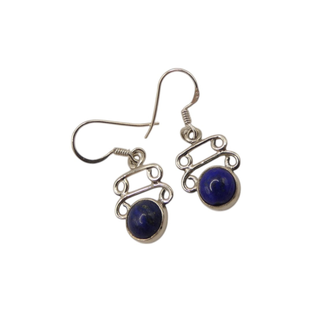 Sterling Silver Lapis Lazuli Ornate Drop Earrings 1.3"
