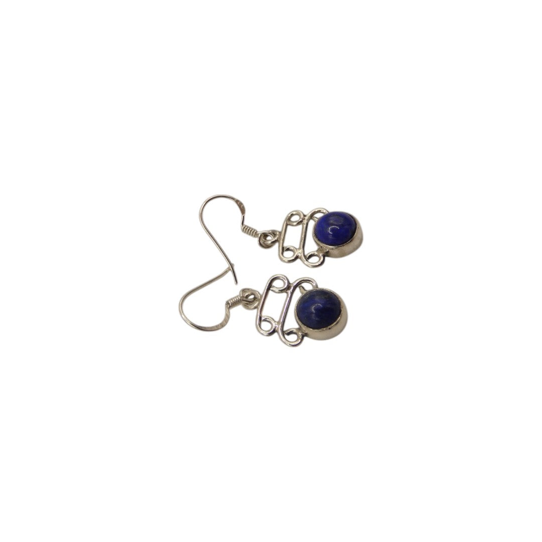Sterling Silver Lapis Lazuli Ornate Drop Earrings 1.3"
