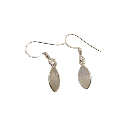 Sterling Silver Moonstone Drop Earrings 1.2"