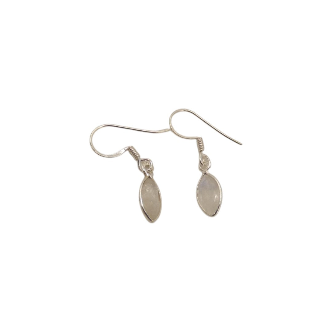 Sterling Silver Moonstone Drop Earrings 1.2"