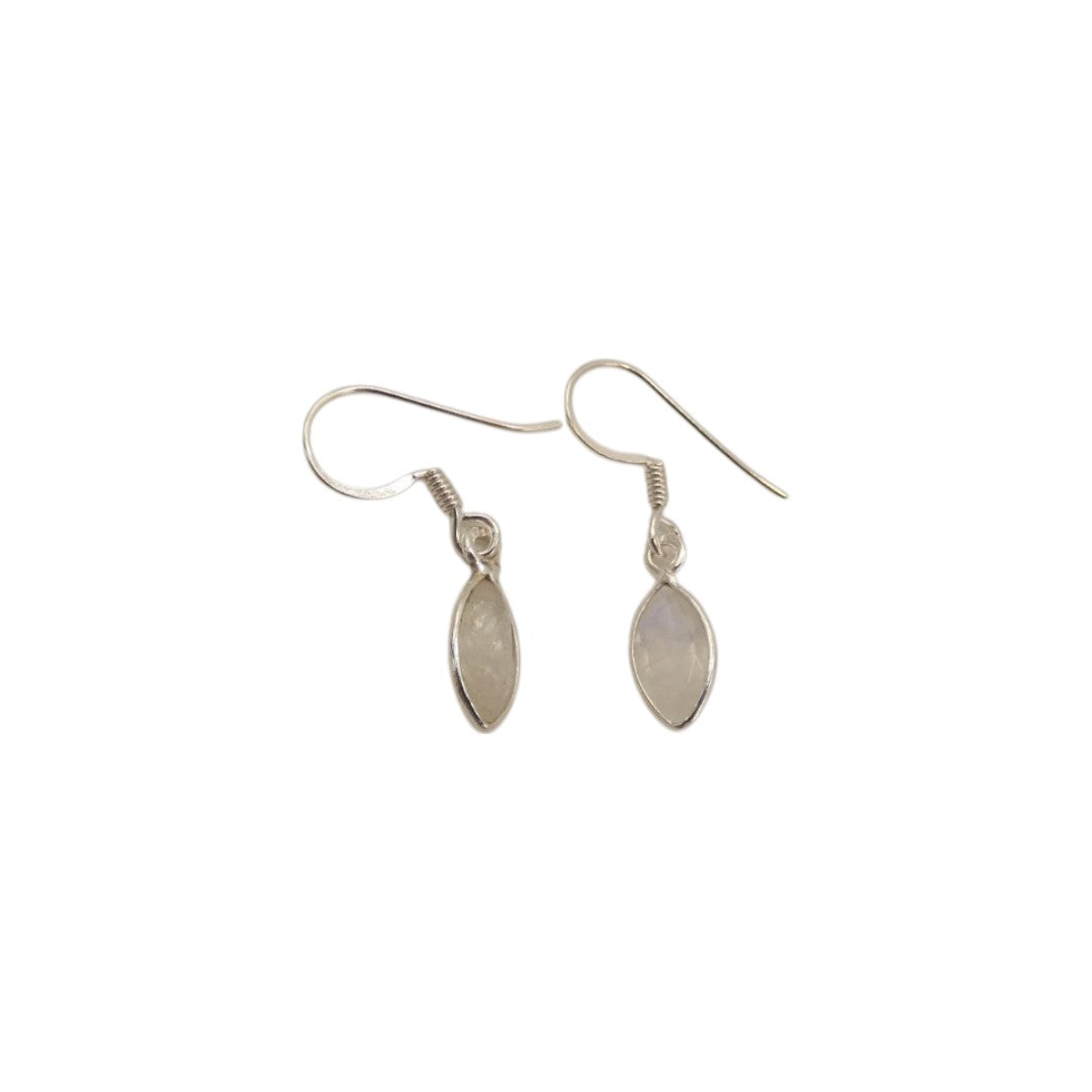 Sterling Silver Moonstone Drop Earrings 1.2"