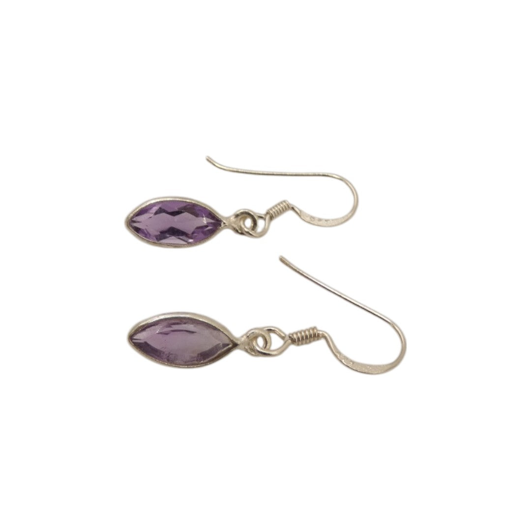 Sterling Silver Amethyst Drop Earrings 1.2"