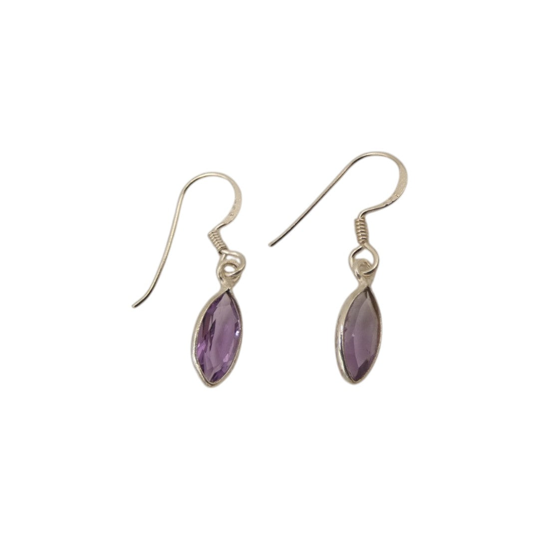 Sterling Silver Amethyst Drop Earrings 1.2"