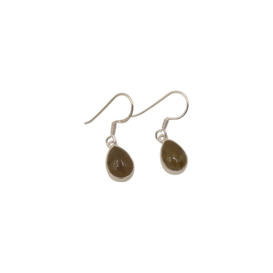 Sterling Silver Labradorite Teardrop Earrings 1"
