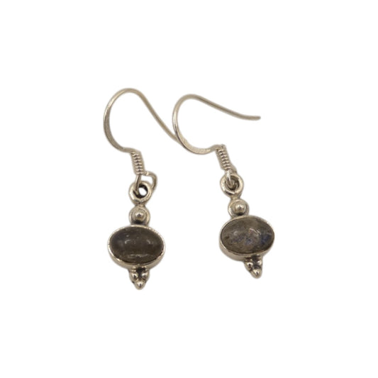 Sterling Silver Labradorite Drop Earrings 1.1"