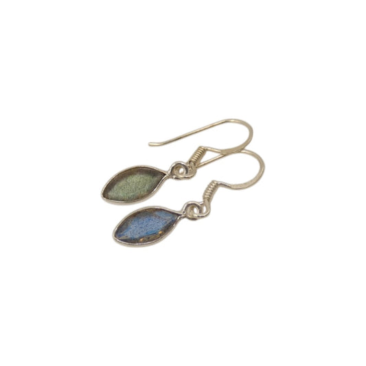 Sterling Silver Labradorite Simple Teardrop Earrings 1.2"