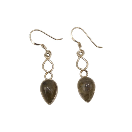 Sterling Silver Labradorite Love Spoon Design Drop Earrings 1.6"