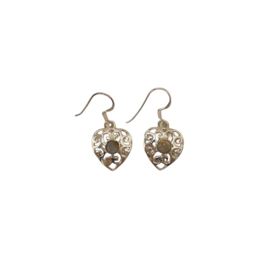 Sterling Silver Labradorite Drop Earrings 1.3"