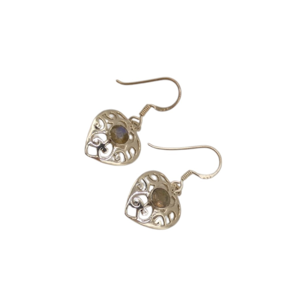 Sterling Silver Labradorite Drop Earrings 1.3"
