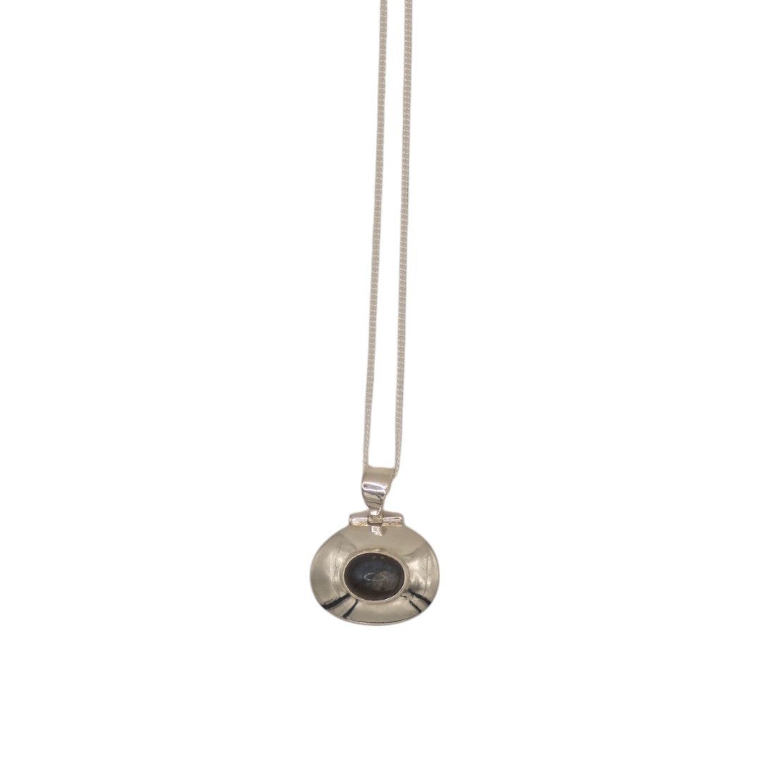 Sterling Silver Labradorite Encased Stone Necklace