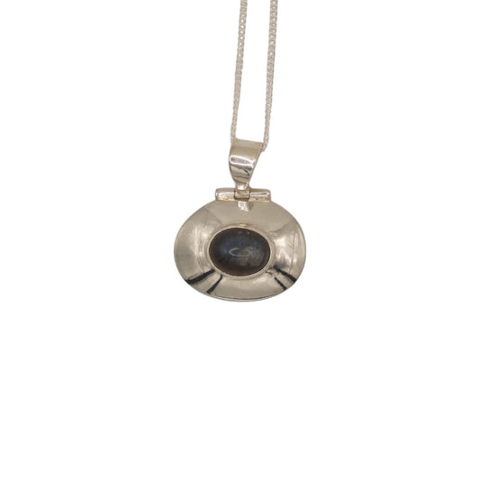 Sterling Silver Labradorite Encased Stone Necklace