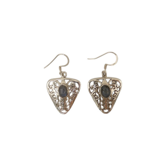 Sterling Silver Labradorite Drop Earrings 1.9"